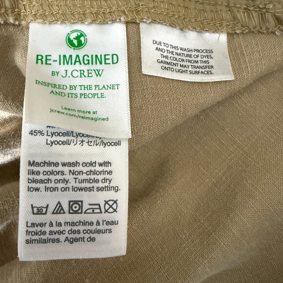 J Crew Denim M Tie Waist Seaside Pants Linen Blend Desert Sand Tan Beach Coastal - Picture 10 of 15